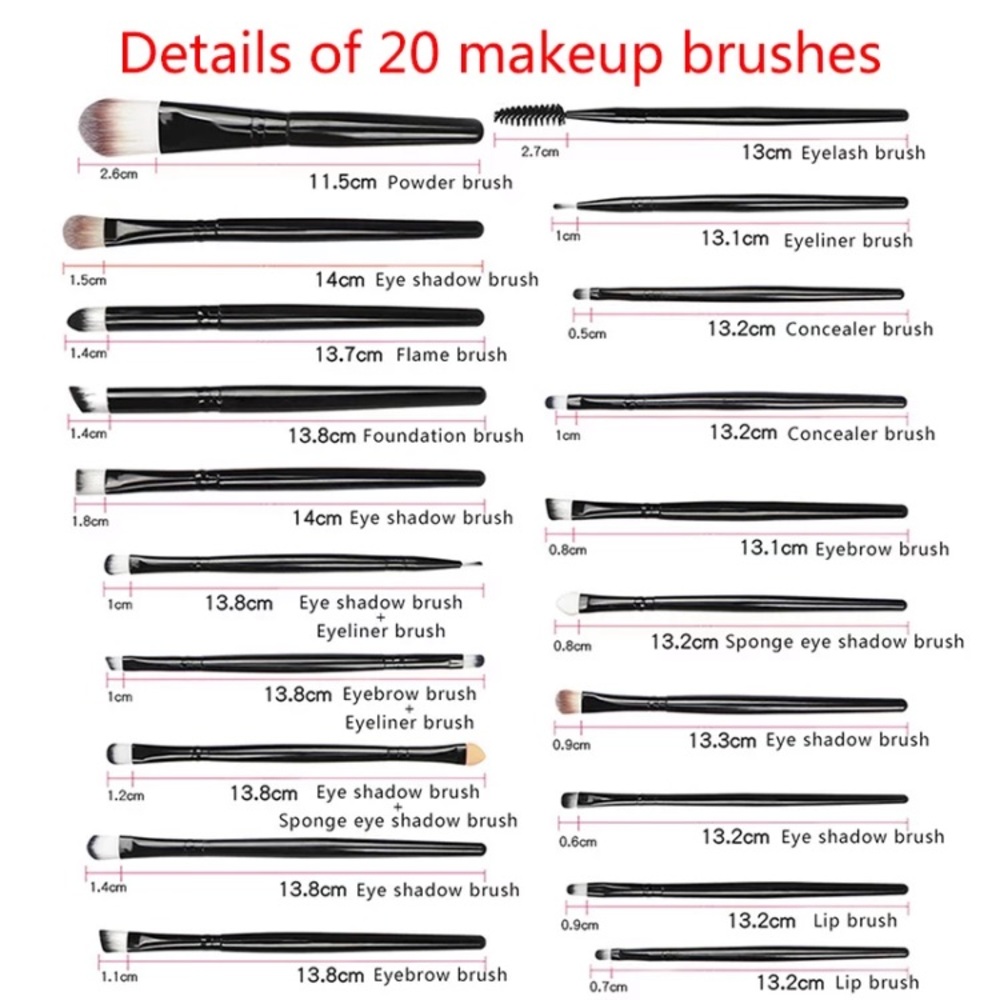 Black Makeup Brush Set 20 Pcs - Picture 4 of 4